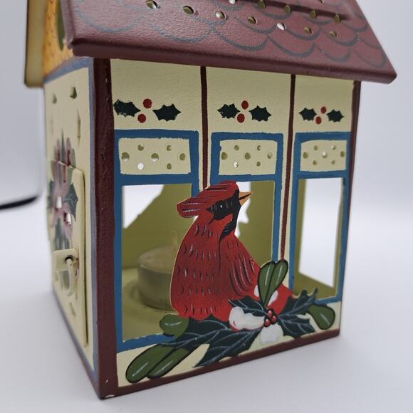 NEW Lenox Winter Greetings Metal Birdhouse Tea Light Candle Holder Cardinal Bird - Picture 4 of 11